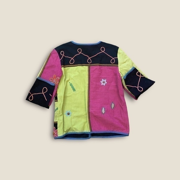 Vintage 90s-Y2K Coldwater Creek Patchwork Embroidered Jacket Black Combo Small - Picture 3 of 7